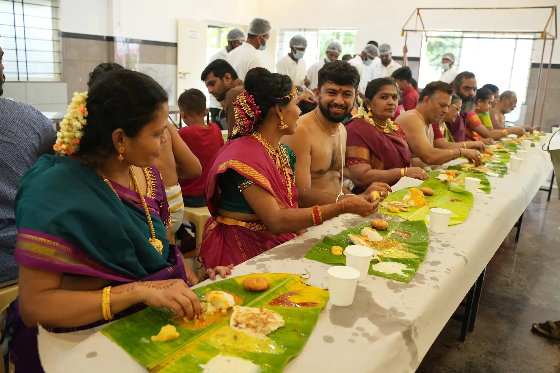 Wedding hall catering setup